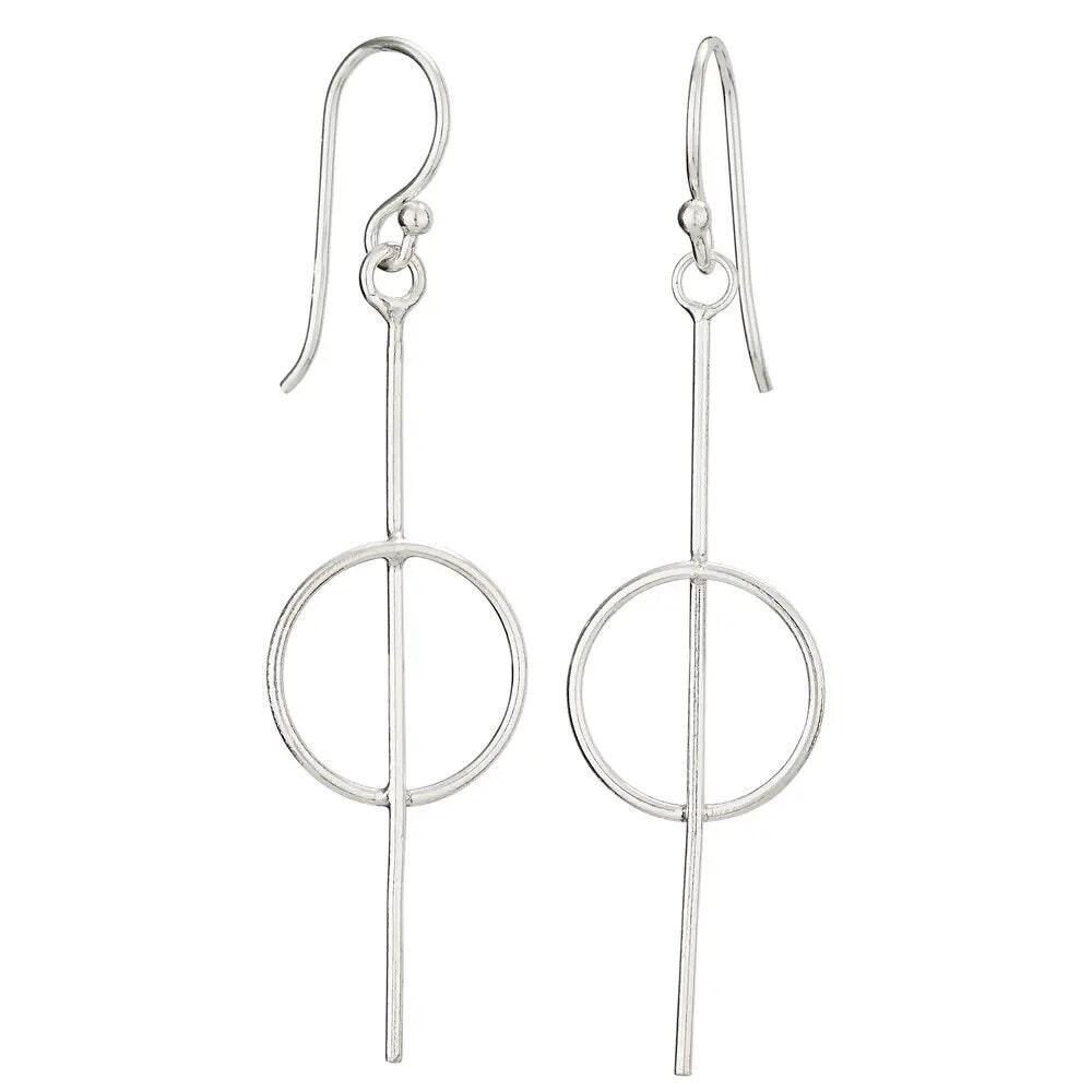 NWT Tiger Mountain Sterling Silver Stick & Circle Dangle Earrings 1/2×1¾"